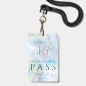 16 . Geburtstag Holographic VIP Access Einladungsn Ausweis (Rückseite mit Lanyard)