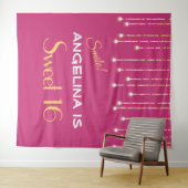 16 . Geburtstag Hot Pink Gold Foto Stand Hintergru Wandteppich (Beispiel (Horizontal))