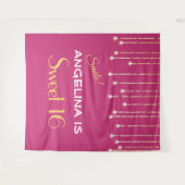 16 . Geburtstag Hot Pink Gold Foto Stand Hintergru Wandteppich (Vorderseite (Horizontal))