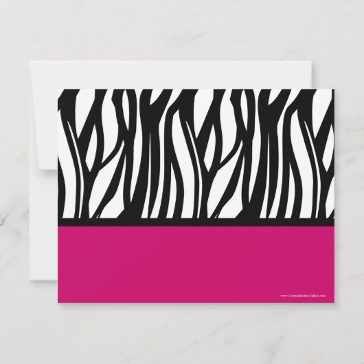 16 . Geburtstag, Hot Pink Zebra Einladung (Rückseite)