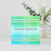 16 . GEBURTSTAG INVITATION Hellgrünes Kristall Einladung (Stehend Vorderseite)