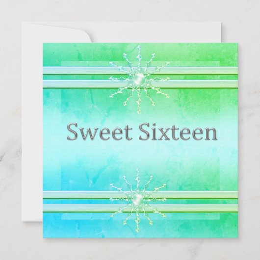 16 . GEBURTSTAG INVITATION Hellgrünes Kristall Einladung (Vorderseite)