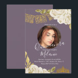 16 . Geburtstag Ivory Glitzer Imitate Florals Foto Einladung<br><div class="desc">Quince 16 . Geburtstag Mexican Papel Picado mit Watercolor Elfenbeinflöten. Eigenes Foto hinzufügen</div>