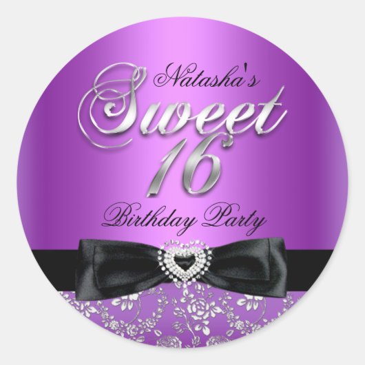 16 . Geburtstag Jewel Bow & Floral Lace Sticker (Vorderseite)
