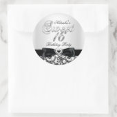 16 . Geburtstag Jewel Bow & Lace Silver Sticker (Tasche)