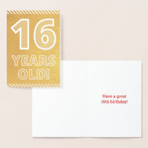 16. Geburtstag: kühl "16 JAHRE ALT!" Gold Foil Car Folienkarte