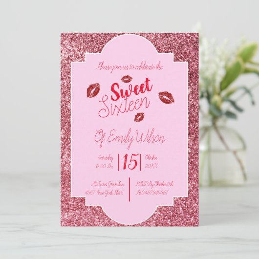 16. Geburtstag-Kuss Einladung (Stehend Vorderseite)