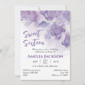16 . Geburtstag Lavendel & lila Blumengeburtstag Einladung (Vorderseite)