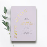 16. Geburtstag | Lavender Lila & Gold Girl's Birth Folieneinladung<br><div class="desc">Moderne,  süße 16 Einladungen mit echter metallischer Folie. Lilac lila mit Gold.</div>