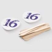 16. Geburtstag | Lila Aquarellgrunge und Glitzer Fächer (Non-assembled)