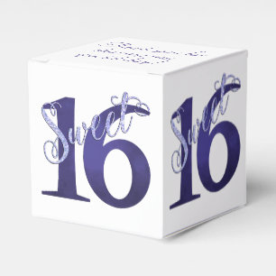 16. Geburtstag   Lila Aquarellgrunge und Glitzer Geschenkschachtel