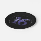 16. Geburtstag | Lila Aquarellgrunge und Glitzer Pappteller (Schrägansicht)