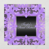 16 . Geburtstag Lila Damask Design Geburtstag Einl Einladung (Vorne/Hinten)