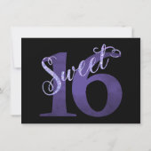 16. Geburtstag | LILA IMITATE GLITZER FOTO Einladung (Rückseite)