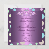 16 . Geburtstag Lila Polka Dot Birthday Einladung (Rückseite)