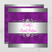 16 . Geburtstag Lila Silver Birthday Einladung (Vorne/Hinten)