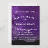 16 . Geburtstag Lila Stars Glitzer Einladung (Vorderseite)