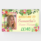 16 . Geburtstag Luau, Rosa Hibiskus Tropical Banner (Horizontal)
