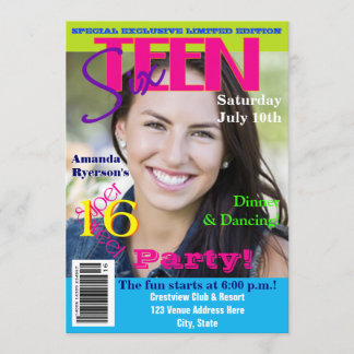 16 . Geburtstag| Magazine Cover Style| Foto Einladung