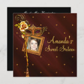 16 . Geburtstag, Maskenball, individuelle Einladun Einladung (Vorne/Hinten)