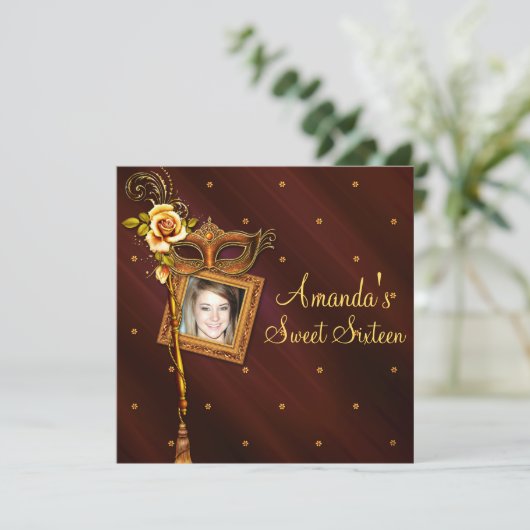 16 . Geburtstag, Maskenball, individuelle Einladun Einladung (Stehend Vorderseite)