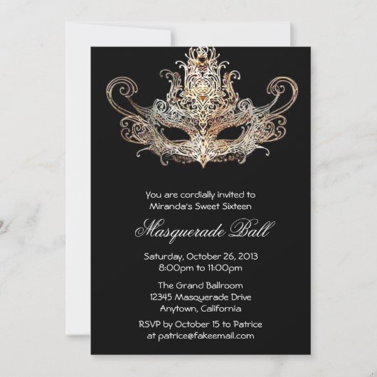 16 . Geburtstag Masquerade Ball Einladungen (Vorderseite)