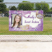 16 . Geburtstag Masquerade Lila Glitzer Banner (Insitu)