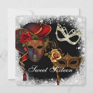 16 . Geburtstag Masquerade, Mardi Gras Einladung