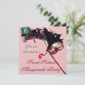 16 . GEBURTSTAG MASQUERADE PARTY Rosa Eisblau Einladung (Stehend Vorderseite)