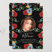 16 . Geburtstag Mexican Fiesta Floral Foto Einladung (Vorne/Hinten)