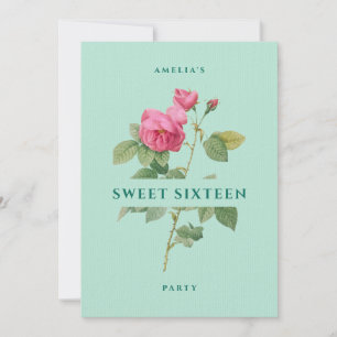 16 . Geburtstag Mint Green Floral Geburtstagsparty Einladung