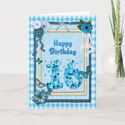 16. Geburtstag mit Scrapbook-Effekt Karte (Vorderseite)