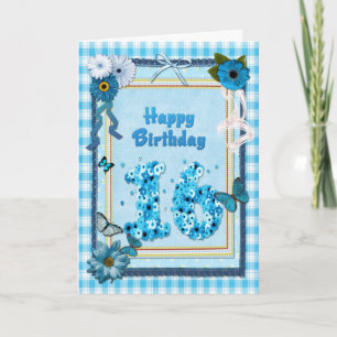 16. Geburtstag mit Scrapbook-Effekt Karte