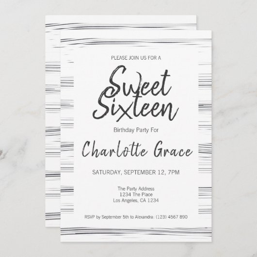 16 . Geburtstag Modern Birthday Party Einladung (Vorne/Hinten)