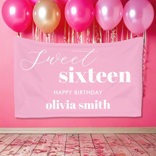 16 . Geburtstag Modern Pink 16. Geburtstag Banner