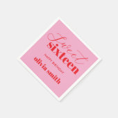 16 . Geburtstag Modern Pink Red 16. Geburtstag Serviette (Ecke)