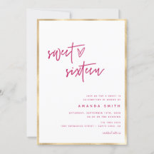 16 . Geburtstag Modern Script Imitats Gold Forelle