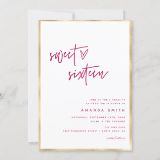 16 . Geburtstag Modern Script Imitats Gold Forelle Einladung