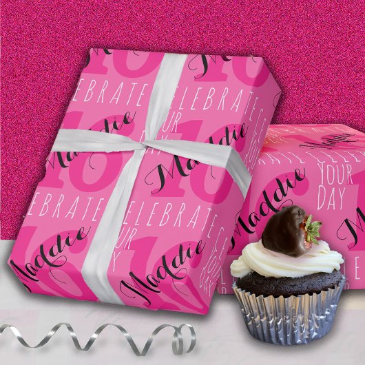 16. Geburtstag Moderne rosa Typografie Geschenkpapier