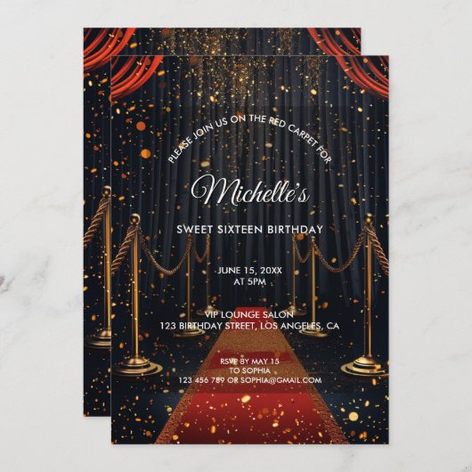 16 . Geburtstag Movie Birthday Party Einladung (Vorne/Hinten)