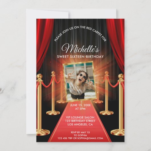 16 . Geburtstag Movie Birthday Party Einladung (Vorderseite)