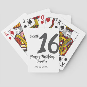 16. Geburtstag Name Datum Jahr schwarze Vorlage ge Spielkarten