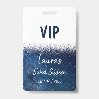 16 . Geburtstag Navy Blue White VIP Abzeichen Ausweis