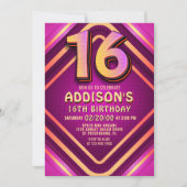 16. Geburtstag Neon Einladung (Vorderseite)