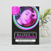 16 . Geburtstag Neon Party Club Style Glow Einladung (Stehend Vorderseite)