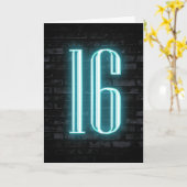 16. Geburtstag Neon Sign auf Brick Karte (Gelbe Blume)