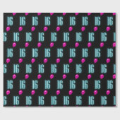 16. Geburtstag Neon Sign mit Balloon Geschenkpapier (Flach)