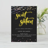 16 . Geburtstag Neonlichter Geburtstag Einladung (Stehend Vorderseite)