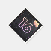 16. Geburtstag Neonszeichen auf Black Napkins Serviette (Ecke)