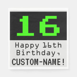16. Geburtstag - Nerdy / Geeky Style "16" & Name Serviette